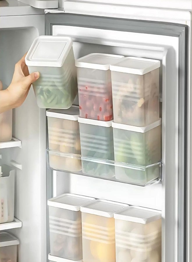Meteor Fridge Storage Boxes Kitchen Plastic Containers | BPA-Free, Stackable, Transparent Food Organizers for Refrigerator & Kitchen Storage (White Lid) (Pack Of 6) - Image 1