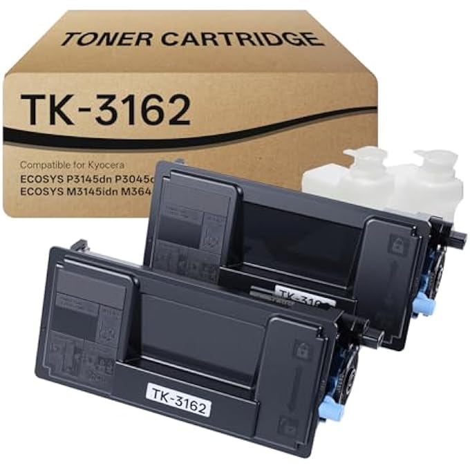 خراطيش حبر TK3162 متوافقة مع KYOCERA ECOSYS P3145DN P3045DN M3145IDN M3645IDN P3060DN مجموعة عالية الإنتاجية 13,000 صفحة عبوة 2 بديل لخراطيش حبر الطابعة 1T02T90US0 أسود - Image 1