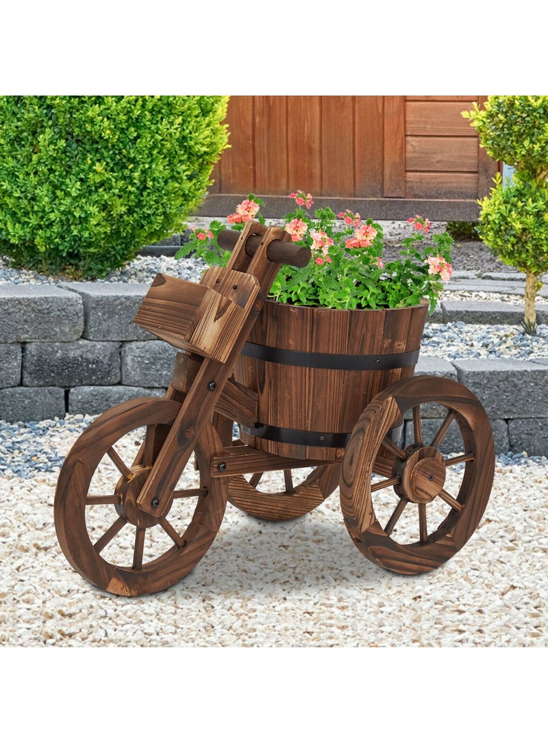 DubaiGallery Wood Round Mini Planter Boxes Outdoor Planters Balcony Solid Wood Flower Stand - Image 1