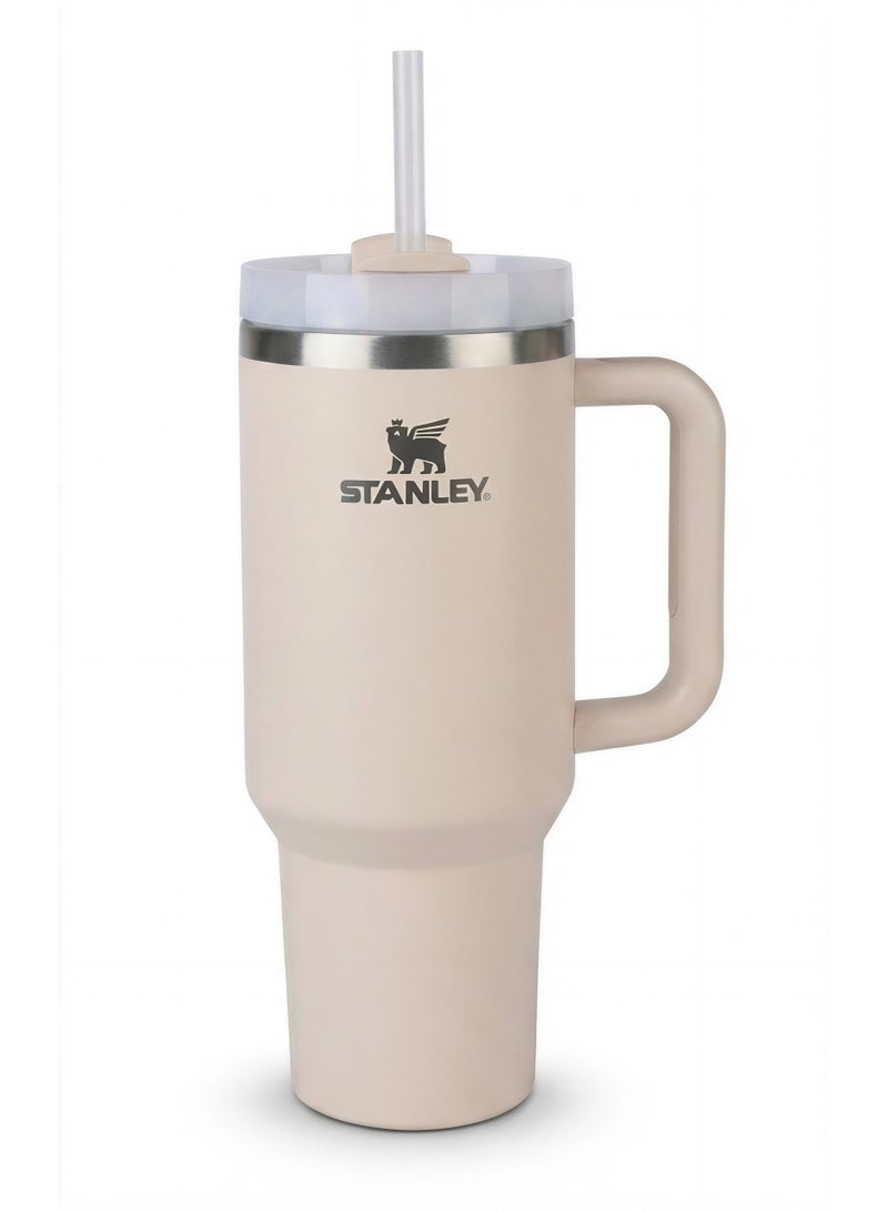 ستانلي كوب حراري معزول ستانلس ستيل سعة 1200 مل مع مقبض وشاليموه - مج سفر كبير لحفظ المشروبات الساخنة والباردة لساعات طويلة - تصميم مناسب لحامل أكواب السيارة - للمنزل والعمل والجيم - Image 3