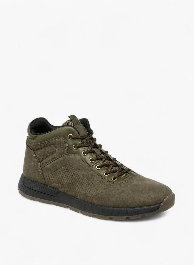 LBL by Shoexpress Panelled Lace-Up Ankle Boots