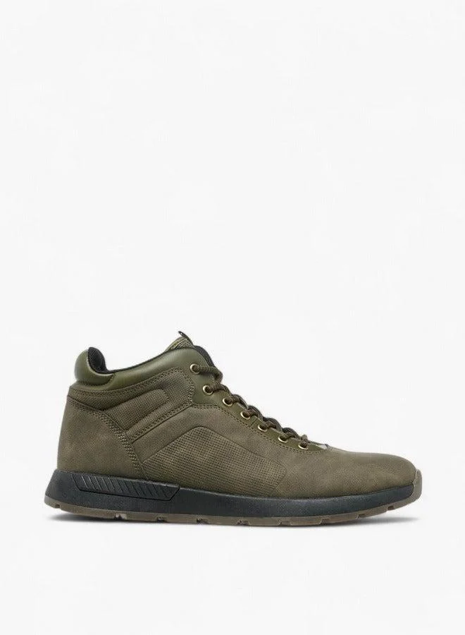 LBL by Shoexpress Panelled Lace-Up Ankle Boots