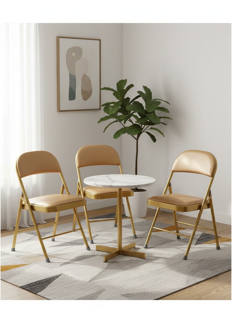 Living Folding chair with soft cushion, suitable for families, restaurant, outdoor fishing office, golden - Image 2
