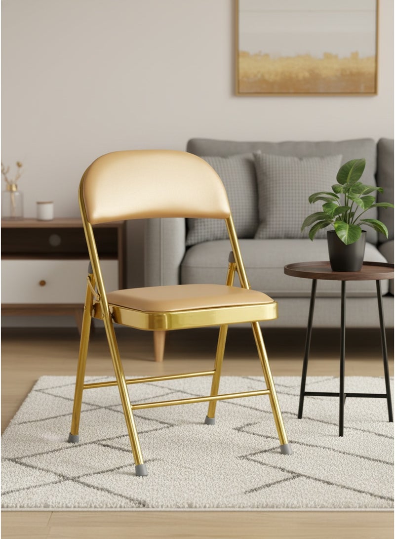 Living Folding chair with soft cushion, suitable for families, restaurant, outdoor fishing office, golden - Image 3