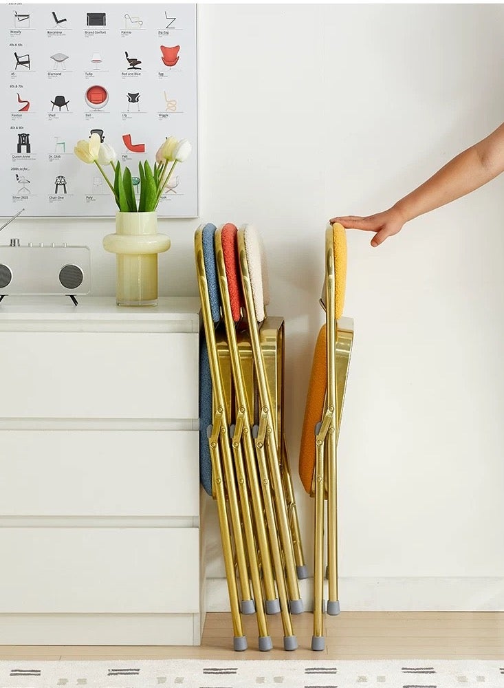 Living Folding chair with soft cushion, suitable for families, restaurant, outdoor fishing office, golden - Image 4