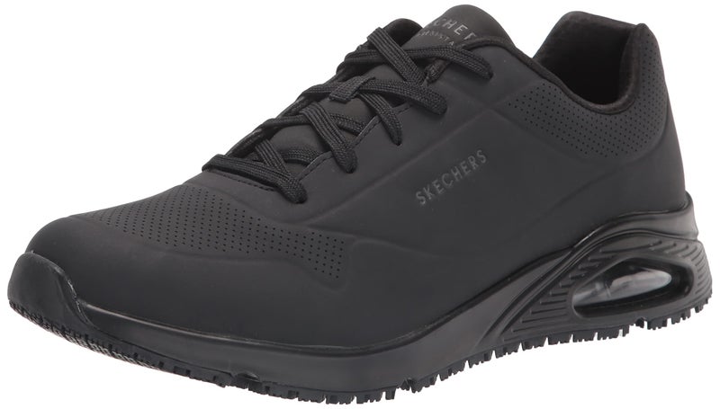 SKECHERS حذاء سكيشرز للرجال للعمل Uno SR Sutal مزود بأربطة Skech AIR 200054 لخدمة الطعام، أسود، 10.5 - Image 1