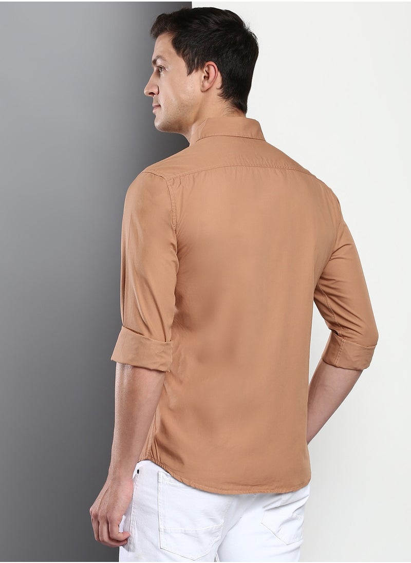 Men's Slim Fit Camel Brown Casual Cotton Spread Shirt - pzsku/Z23C57D4781F1D711A457Z/45/_/1735036899/160ea4df-0347-43e8-af05-6b947aff544f