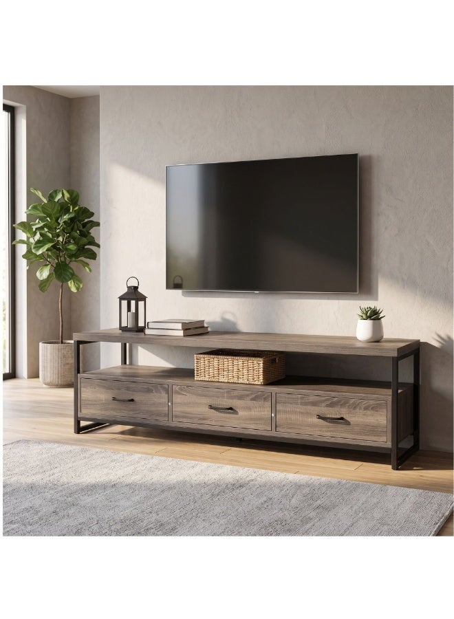 AL Hadaya Mall Wooden TV Table with Modern Design - Grey - 140x40x40 cm - Image 1