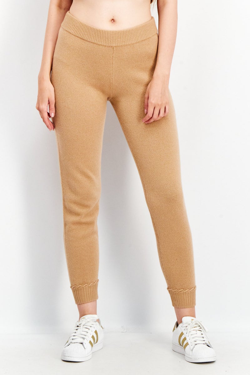 Theory Women Petite Regular Fit Kitted Jogger Pants, Camel  - Image 1