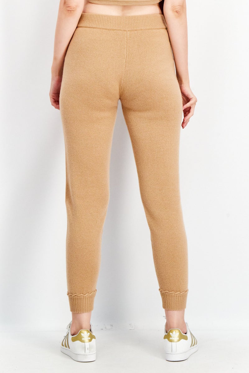 Theory Women Petite Regular Fit Kitted Jogger Pants, Camel  - Image 2