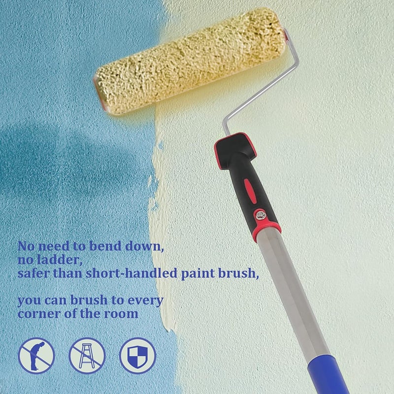 FLY HAWK Paint Roller Brush kit, 8 FT Multi-Function Paint Roller kit with House Paint Roller Brush Stainless Steel Pole, New Splicing Rod, Mural Brush for Walls and Ceiling White - Image 5