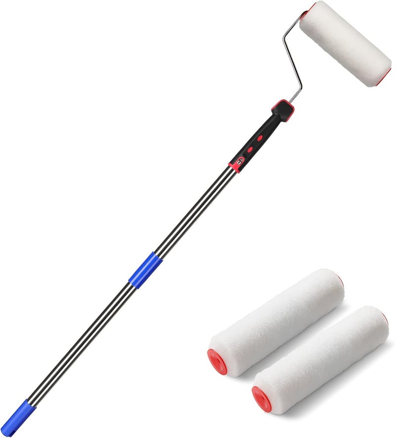 FLY HAWK Paint Roller Brush kit, 8 FT Multi-Function Paint Roller kit with House Paint Roller Brush Stainless Steel Pole, New Splicing Rod, Mural Brush for Walls and Ceiling White - Image 1