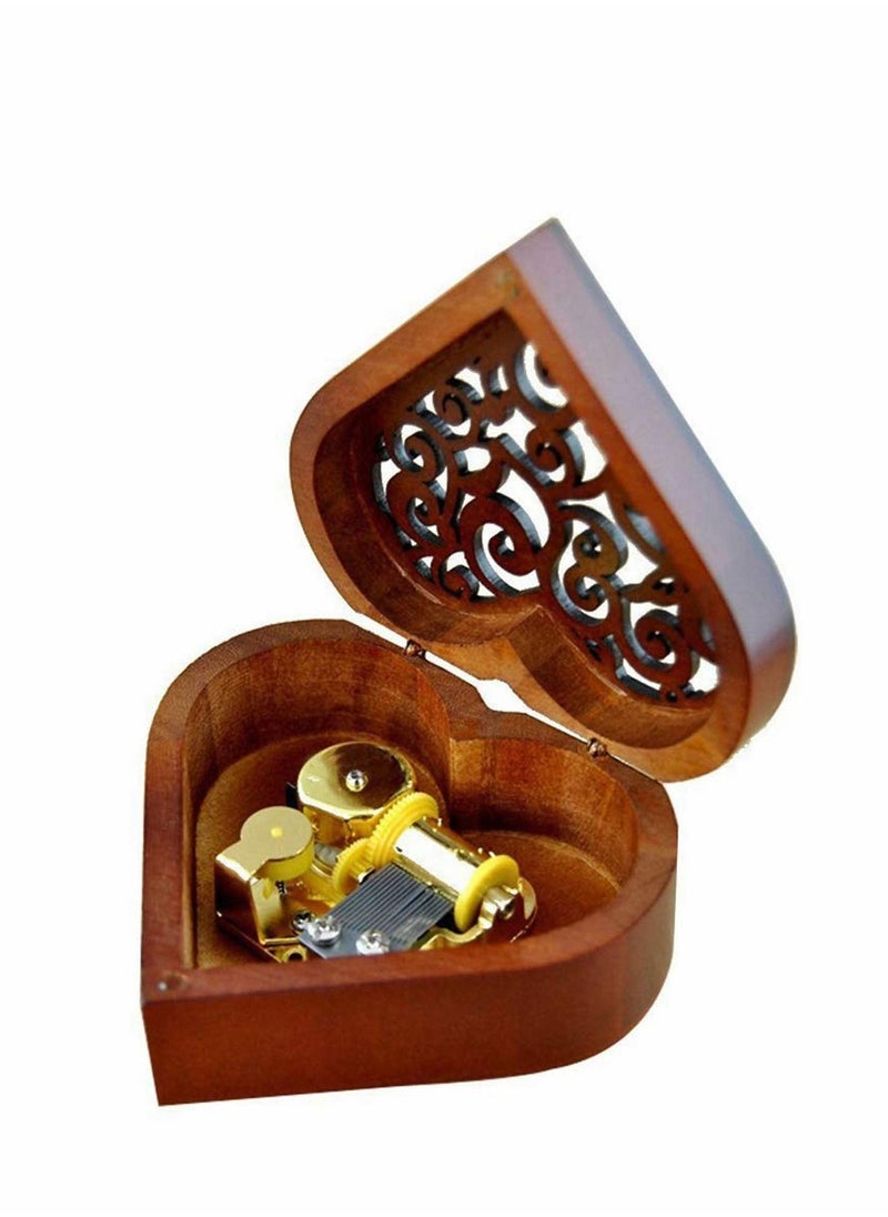 Excefore Music Box, CharmCollection Creative Wood Heart Shaped Wind-up Musical Box Decorative Music Box with Gold-plating Movement in Birthday to Girlfriend Girls, Melody Castle in The Sky  - Image 1