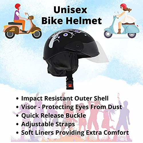 Western Era Half Helmet with Clear Visor for Men & Women ||Safety & Comfort|| Stylish Enhanced Design || (Medium, Black Glossy (Blue)) - Image 5