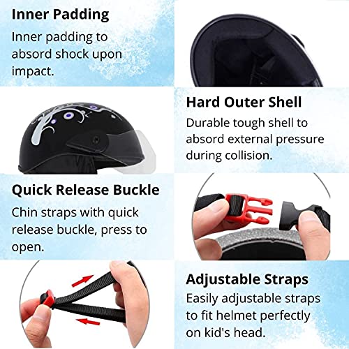 Western Era Half Helmet with Clear Visor for Men & Women ||Safety & Comfort|| Stylish Enhanced Design || (Medium, Black Glossy (Blue)) - Image 4