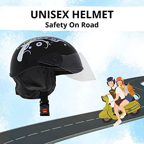 Western Era Half Helmet with Clear Visor for Men & Women ||Safety & Comfort|| Stylish Enhanced Design || (Medium, Black Glossy (Blue)) - Image 2