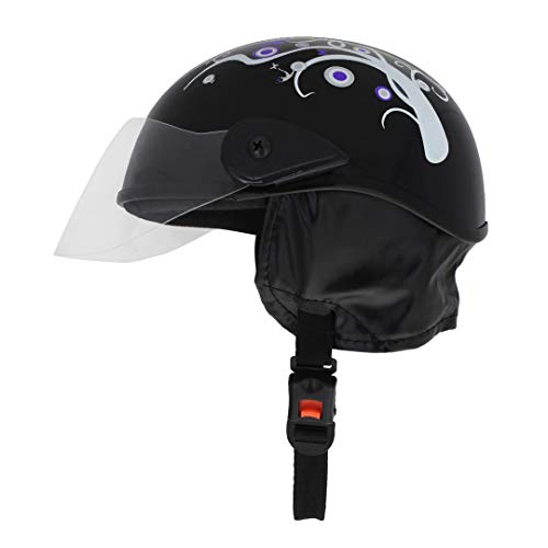 Western Era Half Helmet with Clear Visor for Men & Women ||Safety & Comfort|| Stylish Enhanced Design || (Medium, Black Glossy (Blue)) - Image 1