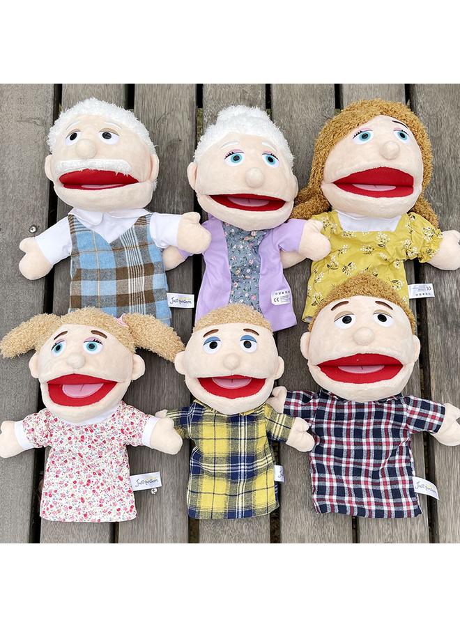 Bluejw Cross-border Plush Toy Hand Doll Grandpa And Grandma Large Mouth-opening Gloves Doll Parent-child Comfort Early Education Finger Doll - Image 2