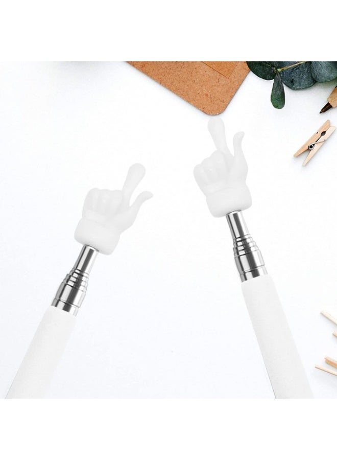 Meetion 2 Pcs Telescopic Teacher Pointer Finger, Retractable Hand Pointer Teacher Pointers for Classroom, Mini Extendable Pointer Finger Pointer Stick Elementary School Kindergarten Teacher Supplies (White) - Image 3