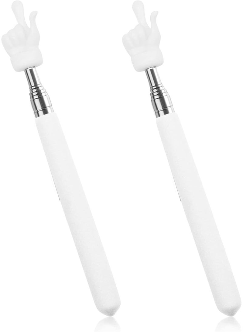 Meetion 2 Pcs Telescopic Teacher Pointer Finger, Retractable Hand Pointer Teacher Pointers for Classroom, Mini Extendable Pointer Finger Pointer Stick Elementary School Kindergarten Teacher Supplies (White) - Image 1