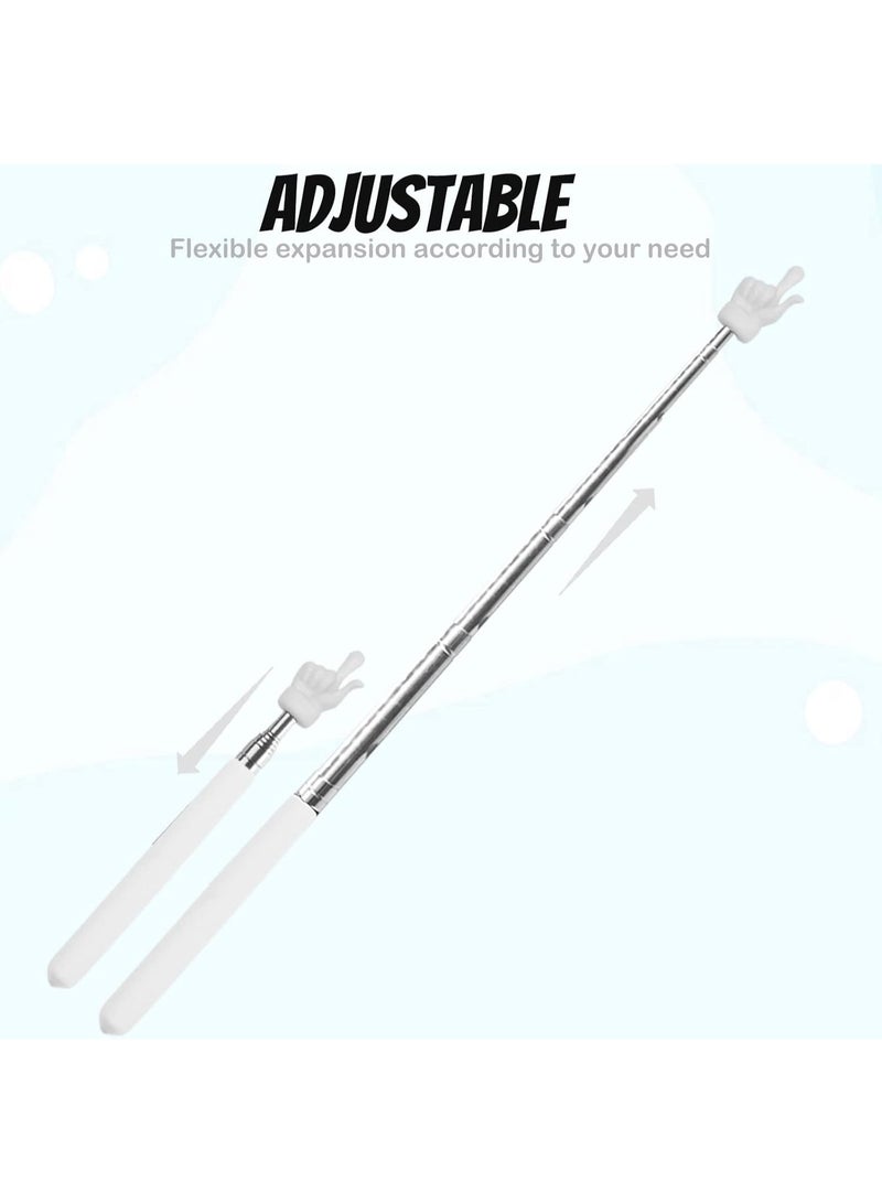 Meetion 2 Pcs Telescopic Teacher Pointer Finger, Retractable Hand Pointer Teacher Pointers for Classroom, Mini Extendable Pointer Finger Pointer Stick Elementary School Kindergarten Teacher Supplies (White) - Image 2