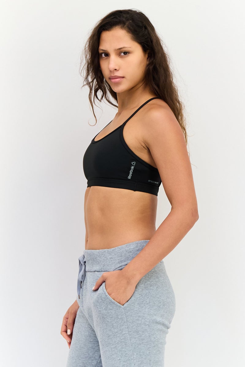 Reebok حمالة صدر رياضية نسائية بشعار العلامة التجارية، سوداء - Image 2