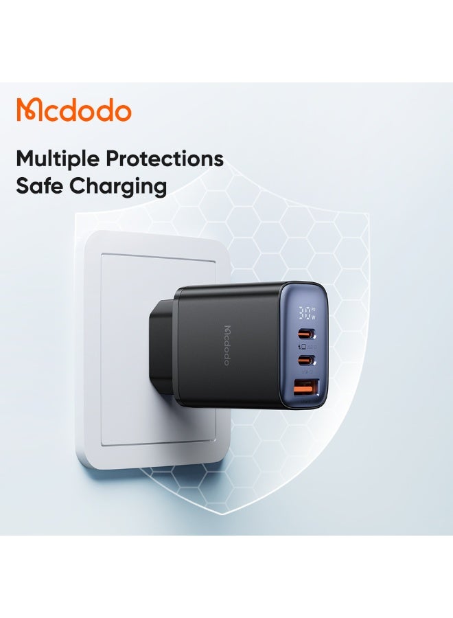 مكدودو شاحن ماكدودو سريع 30 واط بشاشة رقمية – 3 منافذ (2 تايب سي + USB-A) بفيشة أوروبية | شحن سريع PD و QC 3.0 لجميع الأجهزة - Image 5