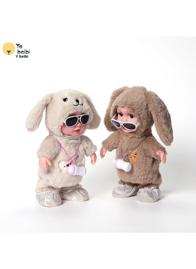 Children's Bottle Vinyl Electric Plush Toy Early Education Eating Bottle Doll Walking Talking Learning Tongue Girl Gift-Color:Jm—8284-3 Color Box Light Purple  - Image 3