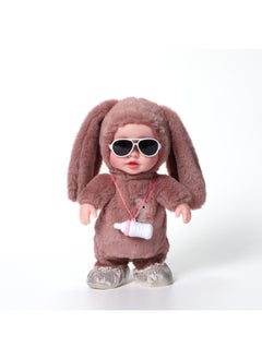 Generic Children's Bottle Vinyl Electric Plush Toy Early Education Eating Bottle Doll Walking Talking Learning Tongue Girl Gift-Color:Jm—8284-3 Color Box Light Purple  - Image 1