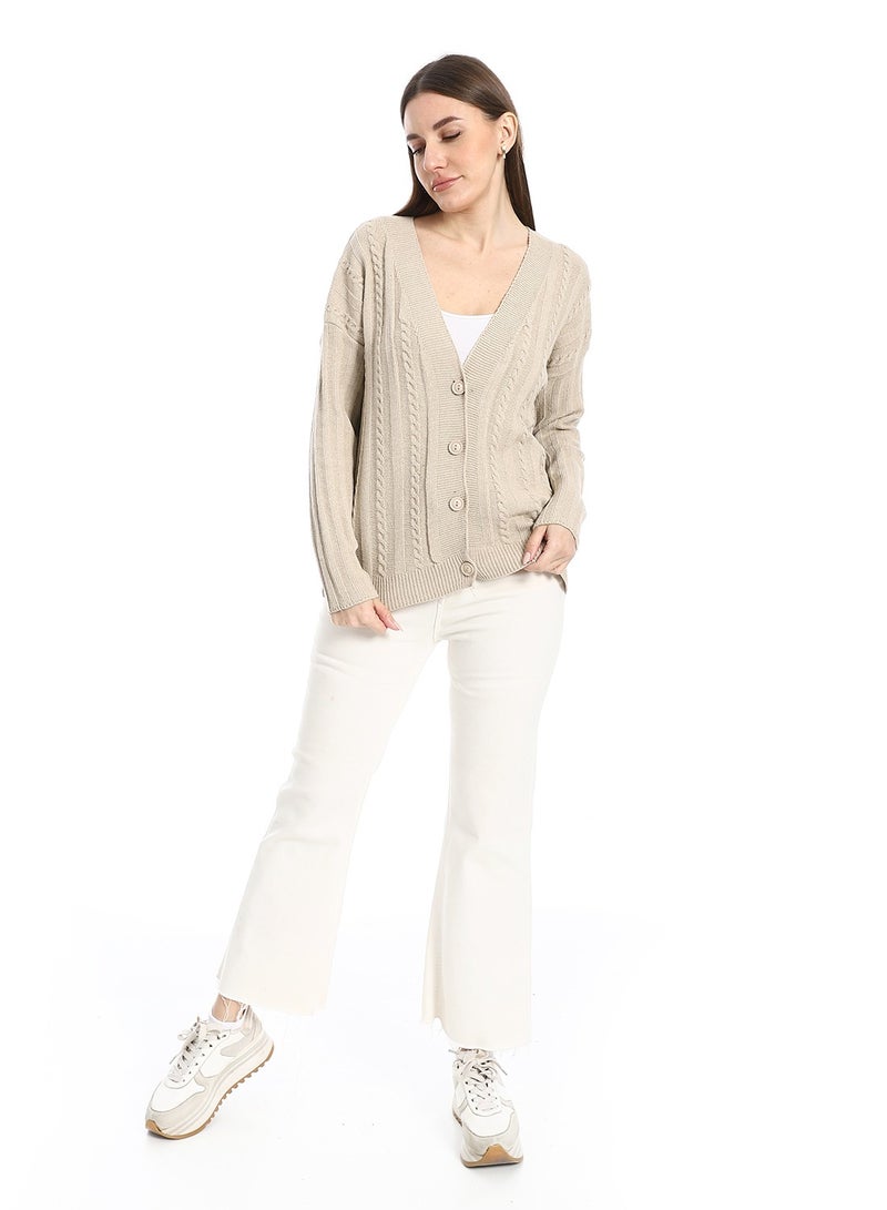 سيزار كارديجان صوف حريمي بزراير من الأمام - Image 1