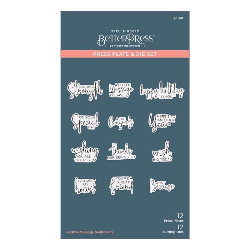 Spellbinders BP-026 A Little Message Sentiments Press Plate & Die Set from BetterPress Collection - Image 1