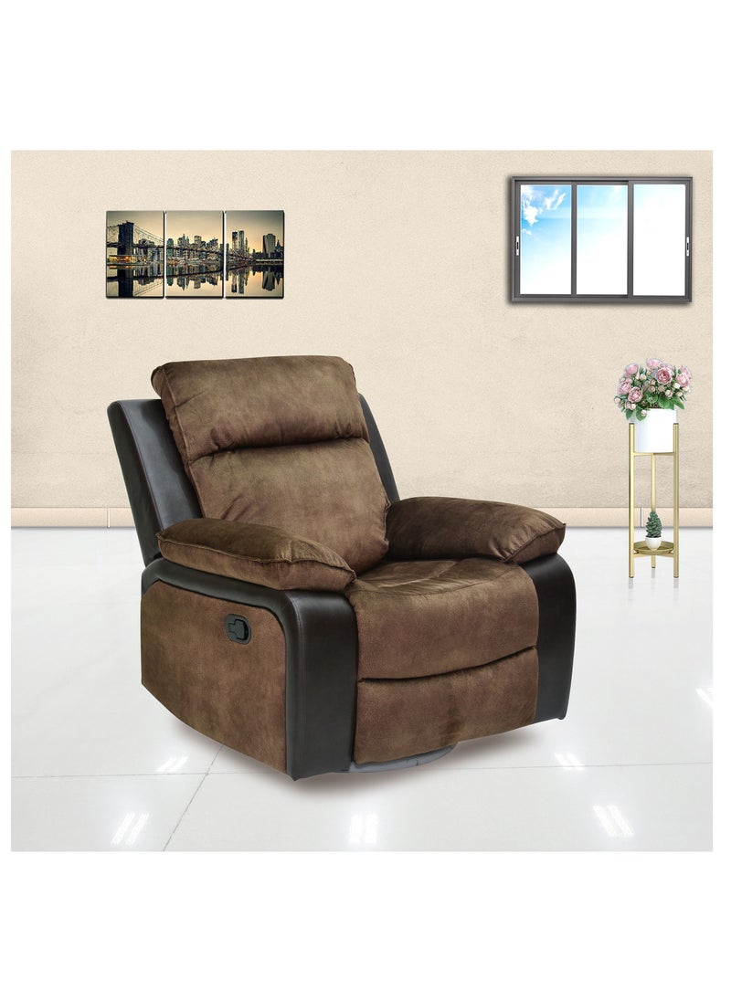 Multi Home Furniture Single Leather Recliner 360 Sofa MH-1145A-30-BROWN Modern Rocker Ergonomic Lounge 360 Degree Swivel Single Sofa Seat  - Image 1