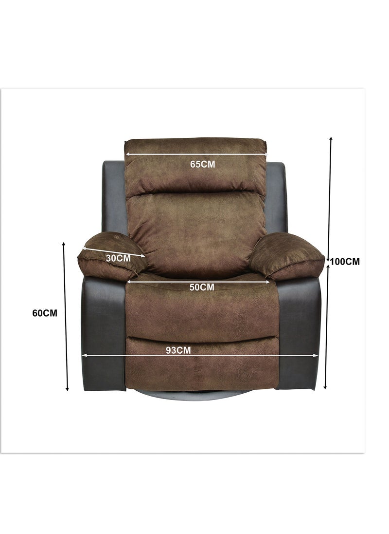 Multi Home Furniture Single Leather Recliner 360 Sofa MH-1145A-30-BROWN Modern Rocker Ergonomic Lounge 360 Degree Swivel Single Sofa Seat  - Image 4