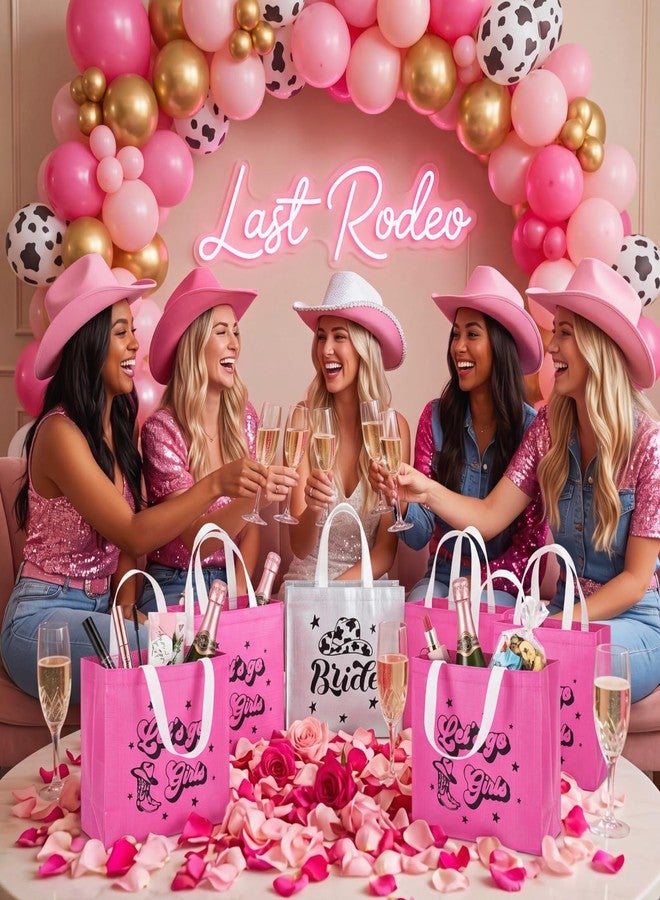 Sunnymove 12 Pack Pink Cowgirl Tote Bags for Bachelorette Party, Western Bridal Shower Gift Bags with Handles, Last Rodeo Bridesmaid Party Favors, Reusable Celebration Supplies - Image 5