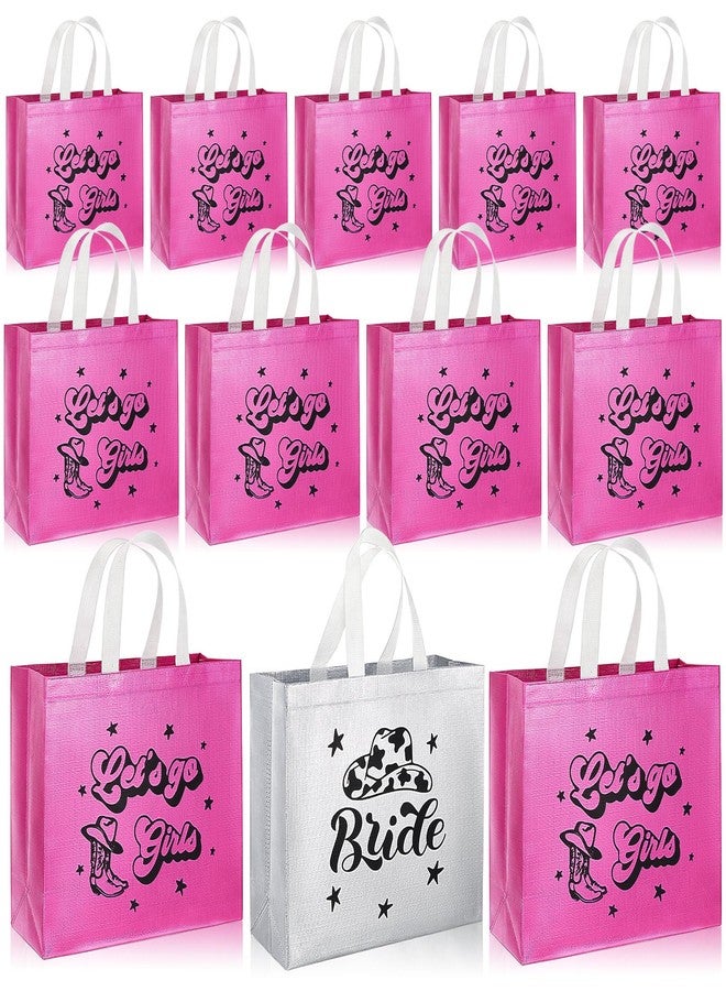 Sunnymove 12 Pack Pink Cowgirl Tote Bags for Bachelorette Party, Western Bridal Shower Gift Bags with Handles, Last Rodeo Bridesmaid Party Favors, Reusable Celebration Supplies - Image 1