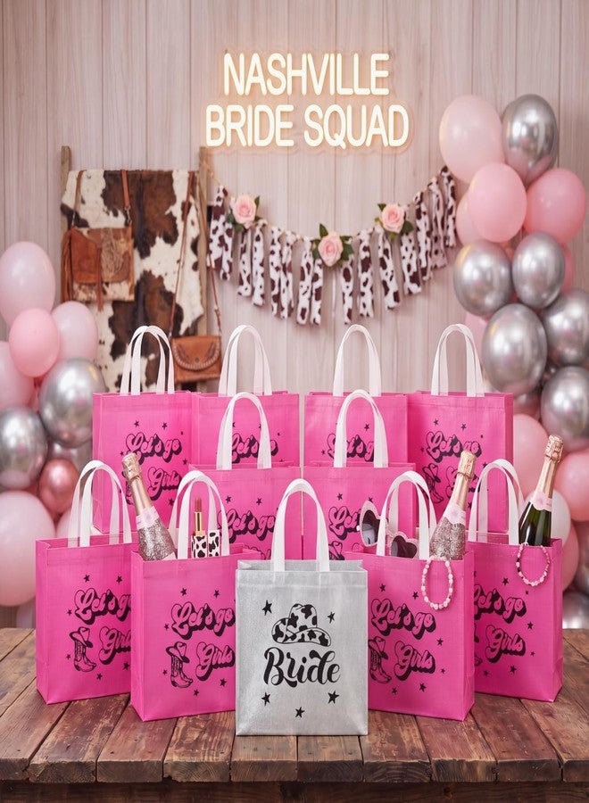 Sunnymove 12 Pack Pink Cowgirl Tote Bags for Bachelorette Party, Western Bridal Shower Gift Bags with Handles, Last Rodeo Bridesmaid Party Favors, Reusable Celebration Supplies - Image 3