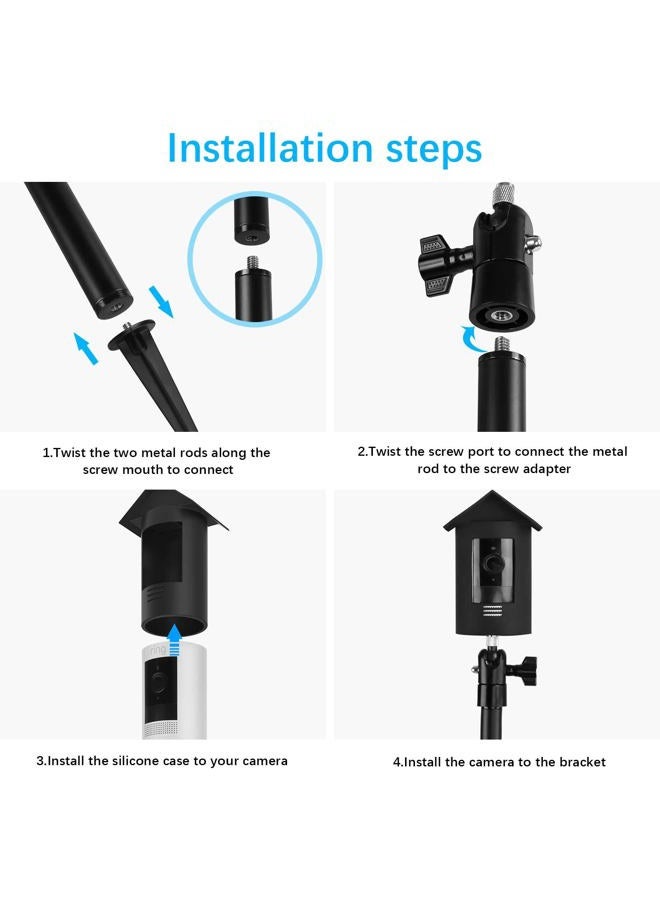 HOLACA Spike Pole Mount Ground Stake and Weatherproof Silicone Skin for Ring Stick Up Cam Battery HD Security Camera, Suitable for Stake into Soft Ground - Image 3