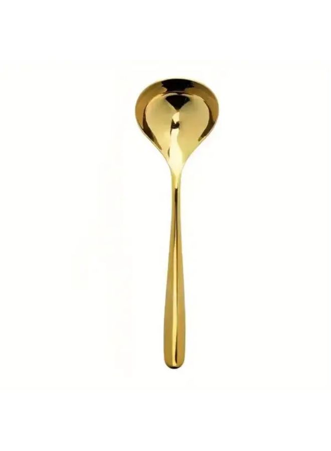 Golden Stainless Steel Soup Serving Spoon Long Handle Thickened Polished Finish Durable Cutlery - Image 2