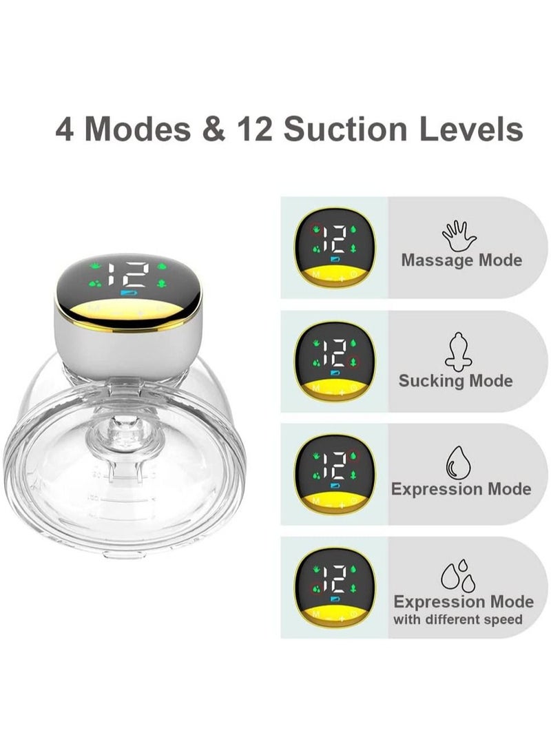 Gonice Wearable Breast Pump Portable Hands Free Electric Breast Pump for Breastfeeding LED Screen 4 Modes 12 Suction Low Noise  - Image 2