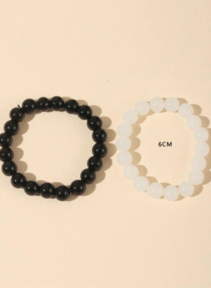 RA accessories Unisex Couple Bracelet Of  Transparent & Black Onyx-Two Pieces - Image 3
