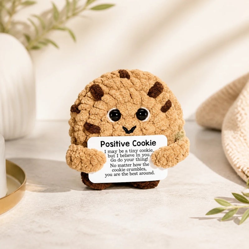 Happy Threads Positive Cookie Plush with Inspirational Message Card, Handmade Crochet Emotional Support Keepsake, Cute Desk & Shelf Décor, Funny Food Gift for Friends, Kids & Coworkers - Image 5