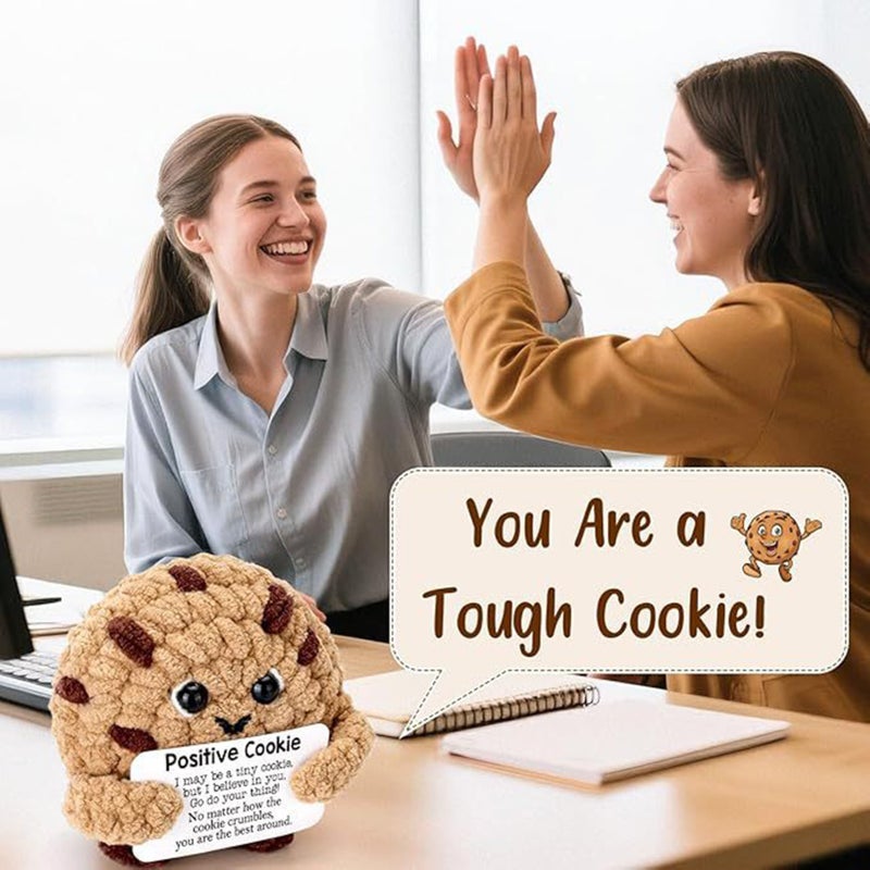 Happy Threads Positive Cookie Plush with Inspirational Message Card, Handmade Crochet Emotional Support Keepsake, Cute Desk & Shelf Décor, Funny Food Gift for Friends, Kids & Coworkers - Image 4