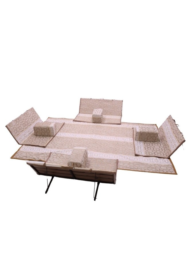 A heritage floor seating set consisting of 9 pieces, suitable for travel, land trips, and the garden. A camping ground mattress set with four perches and 4 chairs, enough for 8 people. - pzsku/Z23C63D1DDAC1467603FFZ/45/_/1711314685/262b86de-383c-4453-9d3d-a4ed3af74826