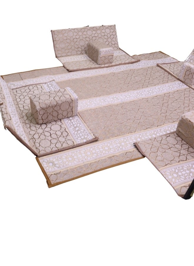 A heritage floor seating set consisting of 9 pieces, suitable for travel, land trips, and the garden. A camping ground mattress set with four perches and 4 chairs, enough for 8 people. - pzsku/Z23C63D1DDAC1467603FFZ/45/_/1711314735/68baa6d6-0ef8-4959-b754-007181b537cb