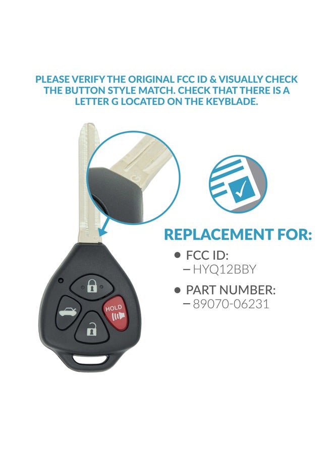 Keyless2Go Replacement for 2 New Keyless Entry Remote Car Key for 2011 Toyota Camry HYQ12BBY with G Chip - Image 4