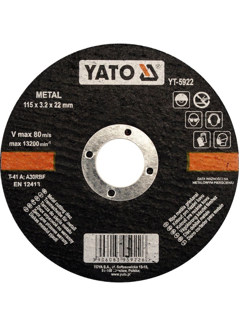 YATO Metal Cutting Disc 115x3.2x22mm  YT-5922