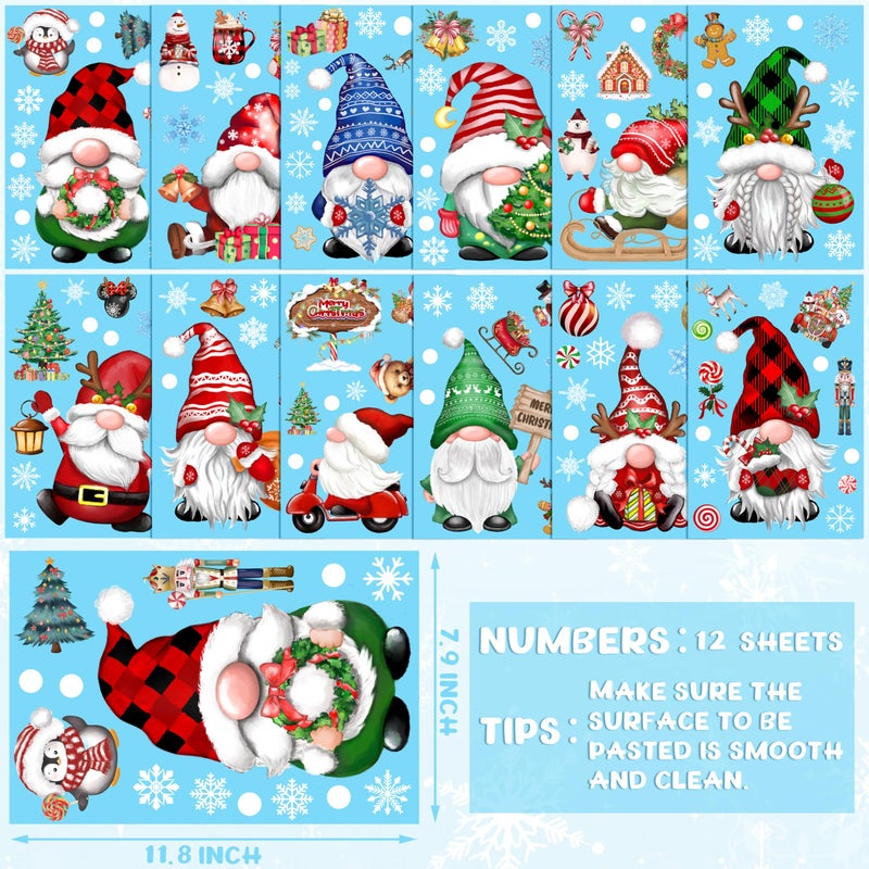BORAMDO Christmas Gnomes Wall Stickers Decoration 12 Sheets  Christmas Wall Decals Holiday Gnome Decor for Wall  Winter Snowflake Wall Vinyl Stickers for Living Room Bedroom Home Office Decor - Image 2