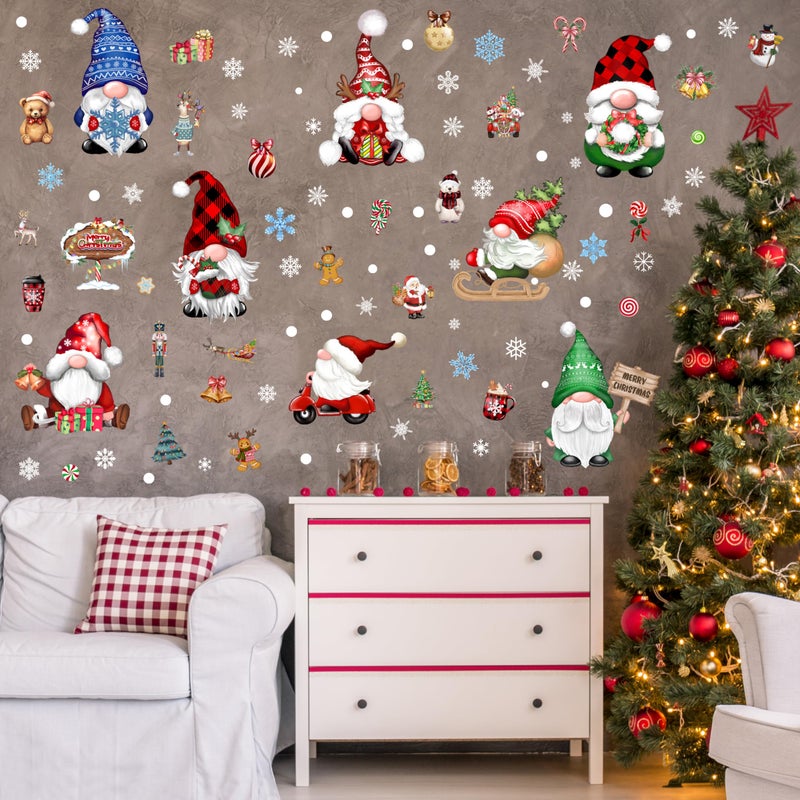 BORAMDO Christmas Gnomes Wall Stickers Decoration 12 Sheets  Christmas Wall Decals Holiday Gnome Decor for Wall  Winter Snowflake Wall Vinyl Stickers for Living Room Bedroom Home Office Decor - Image 5