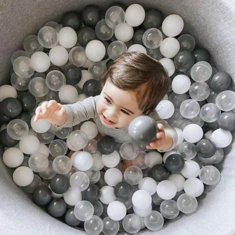 GOGOSO Ball Pit Balls for Toddlers Kids Plastic Balls for BallPit Playpen Pool Baby Play Pastel BPAFree Non Toxic Play Pastel Crush Proof Bal White Gray Clear 100pcs - Image 2