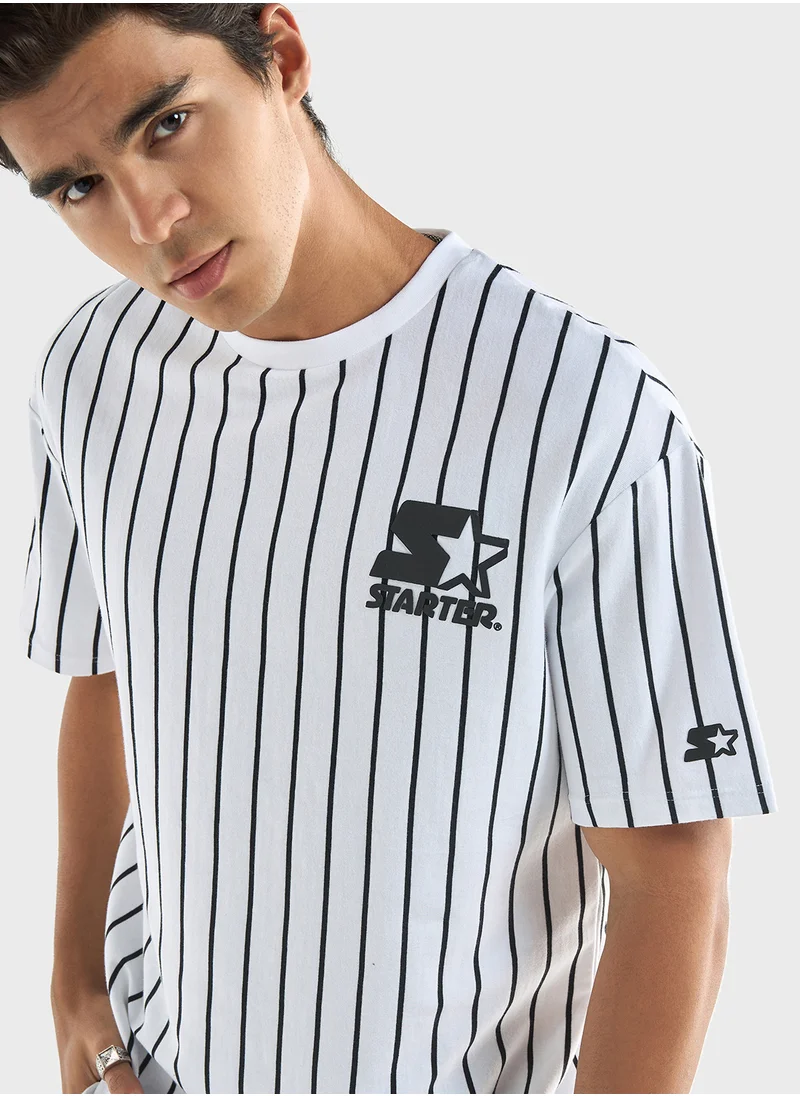فاف Starter Striped T-shirt with Crew Neck and Short S